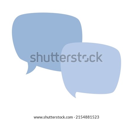 Speech bubble icon. Two blue chat box, message box. Vector flat illustration 
