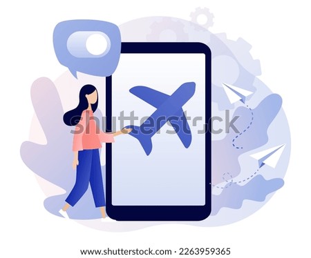 Airplane mode concept. Flight mode on phone. Info notification in air plane. Modern flat cartoon style. Vector illustration on white background