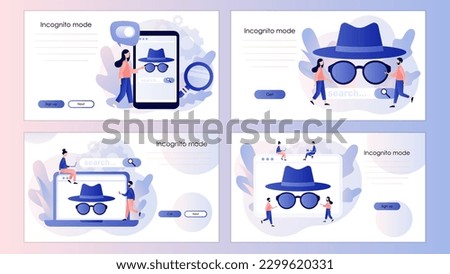 Incognito mode concept. Online privacy and personal data protection. Browse in private. Confidential.Screen template for landing page, template, ui, web, mobile app, poster, banner, flyer. Vector