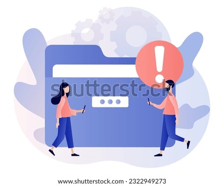 Folder full. Memory space full notification. Cleaning mobile phone or computer memory or storage. Modern flat cartoon style. Vector illustration on white background
