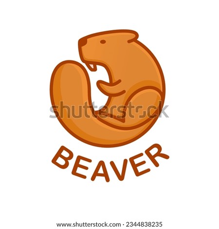 Beaver logo design template. Rodent character mascot. Vector illustration on white background