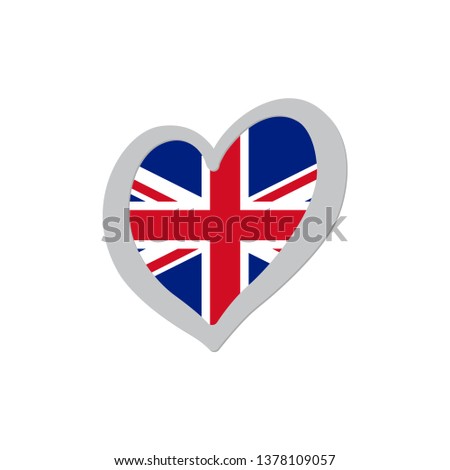 United Kingdom flag vector inside of heart symbol