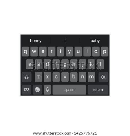 Iphone keyboard. Dark alphabet buttons. Keypad symbol modern simple vector icon