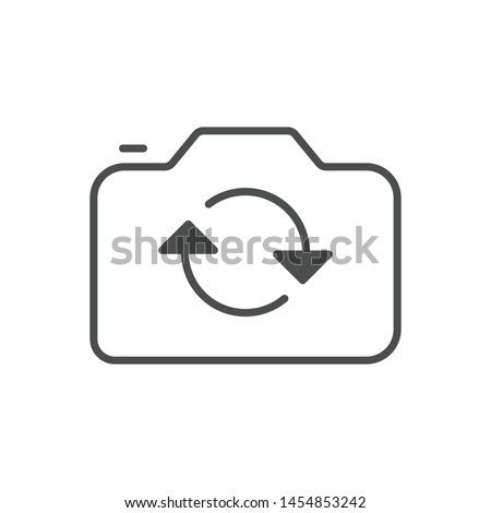 Flip camera icon isolated on white background. Rotate camera symbol modern simple vector icon for website, mobile app. Vector Illustration