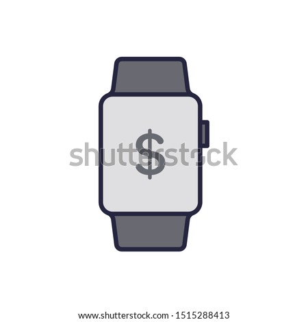 NFC payment with smart watch icon isolated on white background. Payment symbol modern, simple, vector, icon for website design, mobile app, ui. Vector Illustration