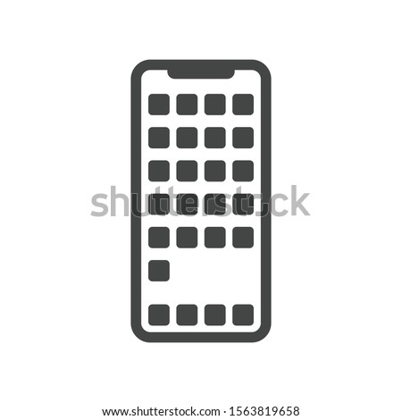 Apps on smartphone screen icon isolated on white background. Iphone symbol modern, simple, vector, icon for website design, mobile app, ui. Vector Illustration