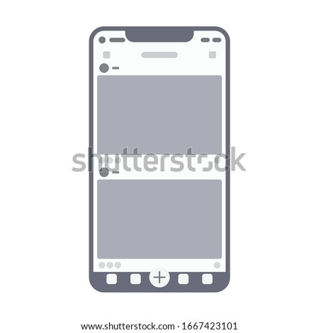 Wireframe kit on smartphone screen. Social media app symbol modern, simple, vector, icon for website design, mobile app, ui. Vector Illustration