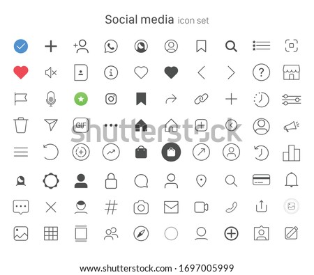 Set of social media icons. UI elements symbol modern, simple, vector, icon for website design, mobile app, ui. Vector Illustration
