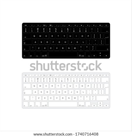Black and white Computer keyboards isolated on white background. Keyboard symbol modern, simple, vector, icon for website design, mobile app, ui. Vector Illustration
