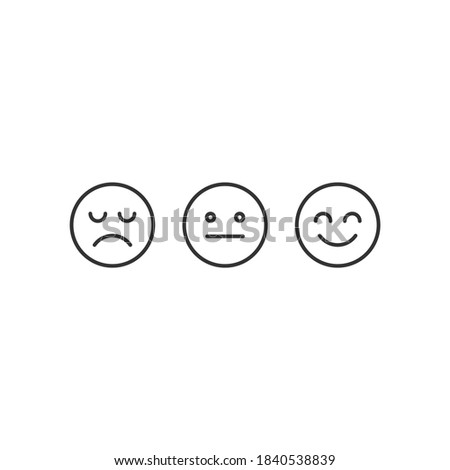 Happy, disappointing and straight emojis icon isolated on white background. Feedback symbol modern, simple, vector, icon for website design, mobile app, ui. Vector Illustration
