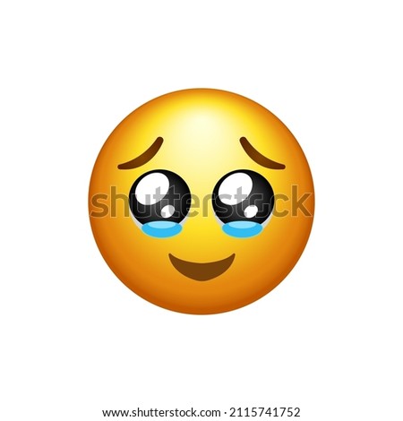 Face holding back tears social media emoticon isolated on white background. Emoji symbol modern, simple, vector, icon for website design, mobile app, ui. Vector Illustration
