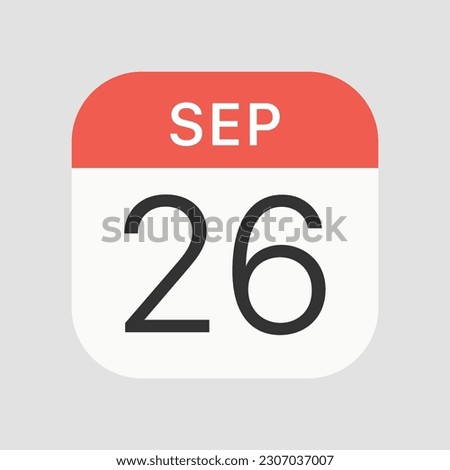 September 26 icon isolated on background. Calendar symbol modern, simple, vector, icon for website design, mobile app, ui. Vector Illustration