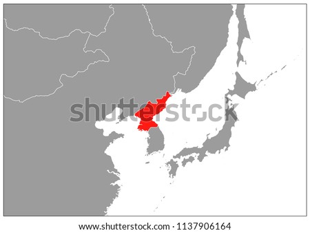 North korea map on gray base  
