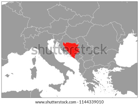 Bosnia and Herzegovina map on gray base 