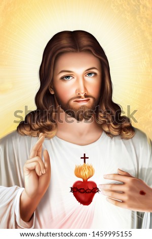 Sacred Heart of Jesus Christ Christian God   Foto d'archivio © 