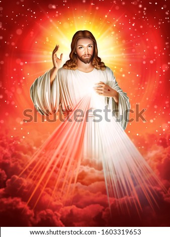 Divine Mercy of Jesus God of Christian Foto d'archivio © 