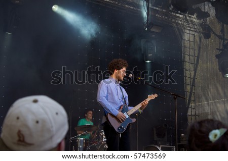 SALACGRIVA, LATVIA - JULY 17 : Group EVERYTHING IS MADE IN CHINA performs onstage at Positivus Festival 2010 July 17, 2010 in Salacgriva, LATVIA