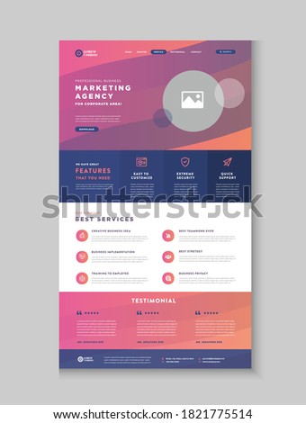 Business Website Landing Page | App Landing Page | Web User Interface Design | Web Wire-frame Template