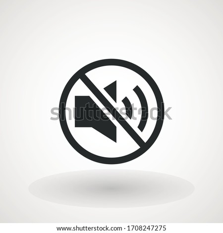 no sound, silence mute vector icon, flat design silence mode or volume off or stop sound icon sign or pictogram isolated on white