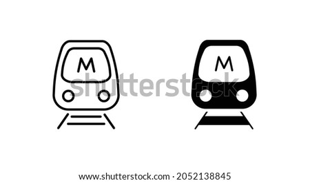 Metro icon in flat style Editable stroke. Train subway vector illustration on white isolated background. Railroad cargo business concept.