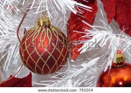 Beautiful trimmed Christmas Tree and ornaments