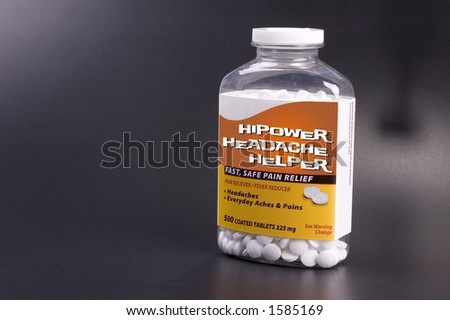 Generic bottle of aspirin or pain medicine