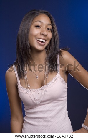 Portrait Of A Beautiful Light Skinned Teen Ethnic Girl Stock Photo ...