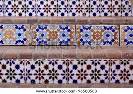 Ceramic tiles on the stairs outdoor in Egypt