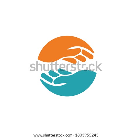 Team logo abstract two hands help