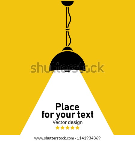 Modern interior.Vector Isolated Lamp.Lamp bulb Icon.Place for your text. Imagine de stoc © 