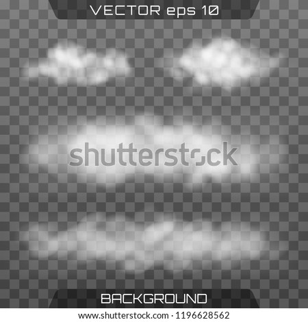 Fog or smoke isolated transparent special effect. Realistic isolated cloud on a dark transparent background. Vector realistic smoke on the transparent background.