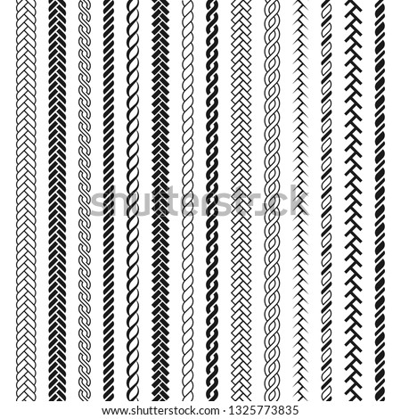 Plaits And Braids Pattern Brushes Knitting Braided Ropes Vector