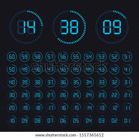 Sign icon. Set vector image of minimalistic clock dial white with black ticks time, different shapes of round and square, isolated on background. Set of timers. The clock with showing minutes.