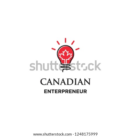 canada leaf in light bulb logo icon vector inspiration