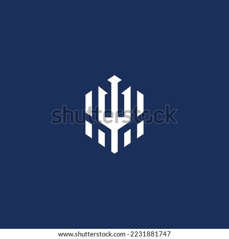 trident poseidon logo icon vector template