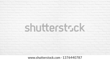 Abstract white brick wall texture for pattern background. wide panorama picture. 商業照片 © 