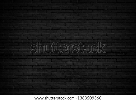 Abstract Black brick wall texture for pattern background. wide panorama picture. Foto d'archivio © 