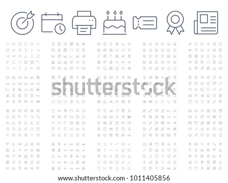 600 vector thin line mini icons set. Thin line simple outline icons. Pixel Perfect. Editable stroke.