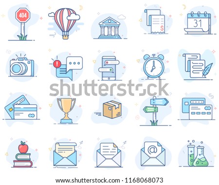 Set of flat line color icons. Vector illustration