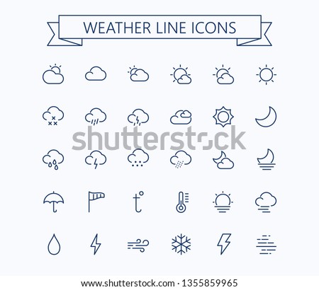 Weather line mini icons.Editable stroke. 24x24 grid. Pixel Perfect.