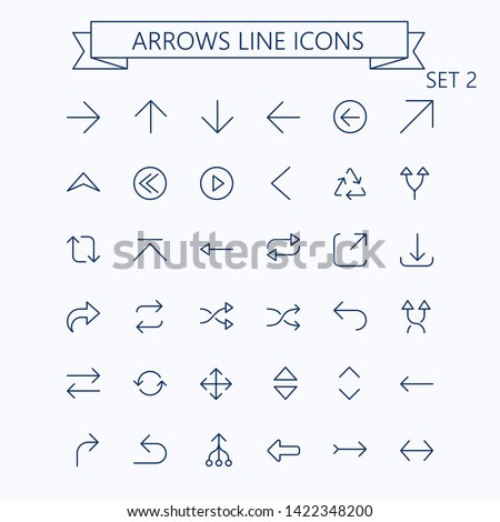 Thin line vector arrows icon set. Editable stroke. Optimized for 24px, scaled 8x. Pixel Perfect. Set 2.