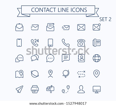 Contact line mini icons set 2. Optimized for 24px, scaled 8x. Pixel Perfect.