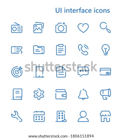 UI interface vector line icons set.