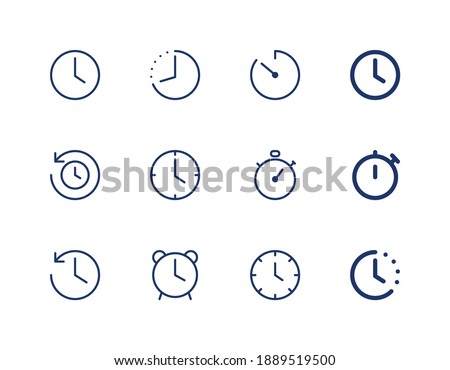 Clock icons set. Timer vector line icon.