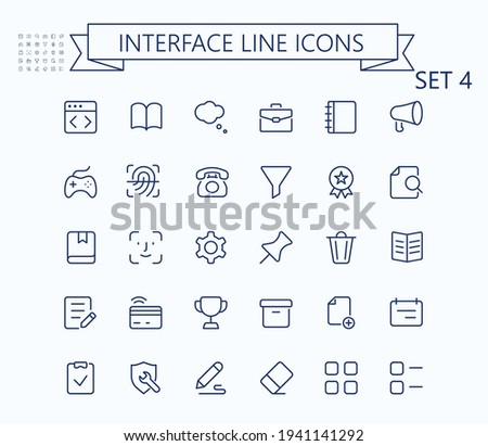 Interface vector outline mini line icons set. 24x24 px. Pixel Perfect. Editable stroke.