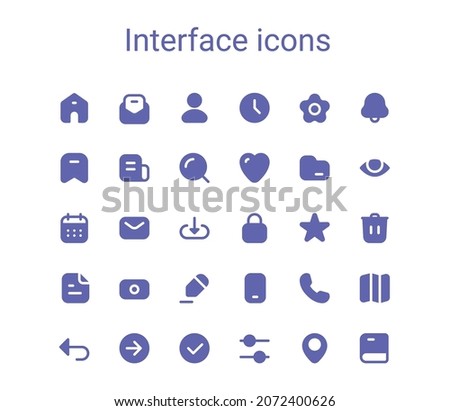 Simple small solid icons set. Rounded mini vector icons. Pixel perfect.