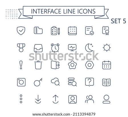 Interface vector outline mini line icons set. 24x24 px. Pixel Perfect. Editable stroke.	