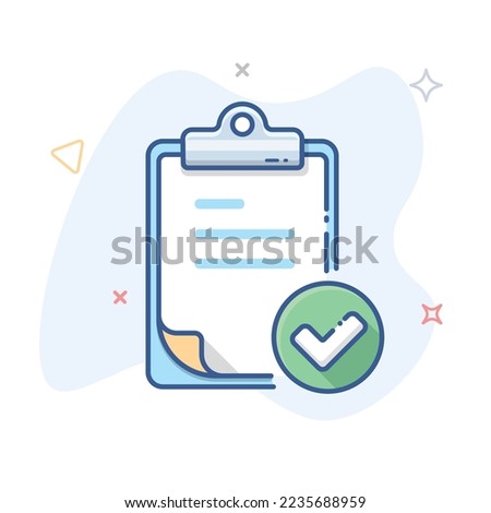Order placed, confirmed transaction  vector icon. Checklist and check mark. Accepted order outline illustration.