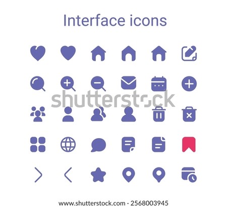 Simple interface solid icons set. Round mini glyph vector icons.