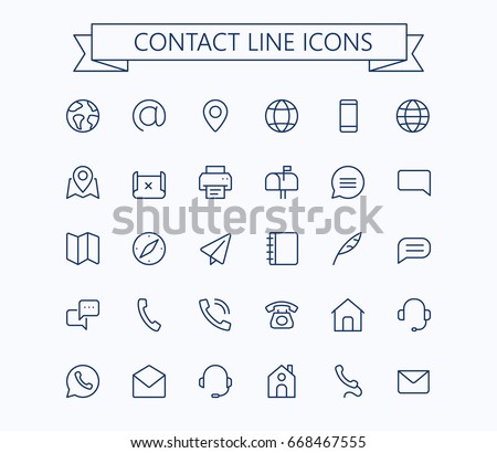 Contact line mini icons.Editable stroke. 24x24 grid. Pixel Perfect.